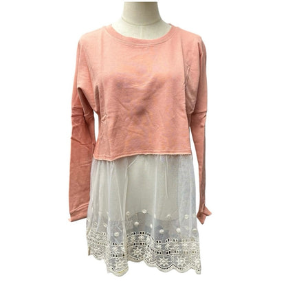 NWT SIZE M Hayden Orange Long Sleeve Embellished Crop Tunic