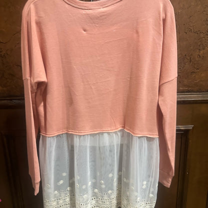 NWT SIZE M Hayden Orange Long Sleeve Embellished Crop Tunic