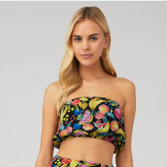NWT SIZE M Show Me Your MuMu Strapless Yellow Orange Crop Top