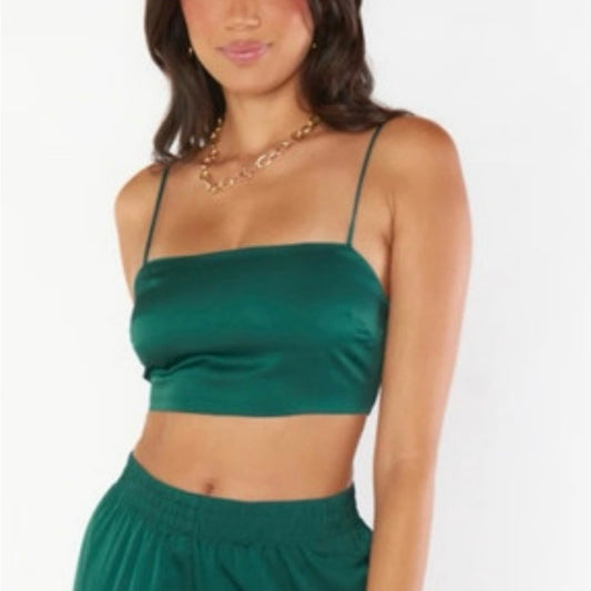 NWOT SIZE S Show Me Your MuMu Emerald Green Crop Camisole