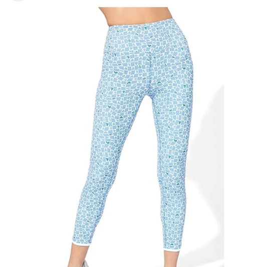 NWT SIZE XL EleVen by Venus Williams Blue Floral Leggings with Athletic Stretch