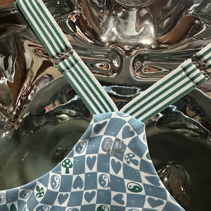 NWT SIZE XL EleVen by Venus Williams Blue and White Mosaic Bikini Top