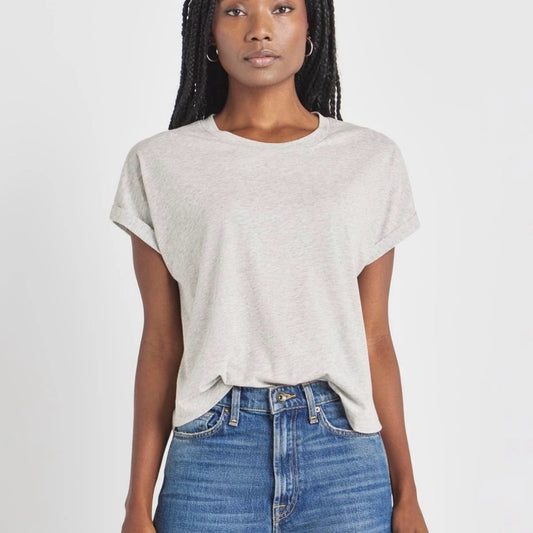 NWT SIZE XS Splendid Cream Relaxed Cuffed Sleeve Tee