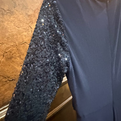NWT SIZE 8 Eliza J Blue Ruched Wrap Long Sleeve Gown