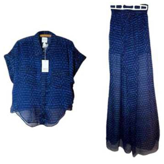 NWT SIZE S Misa Los Angeles Blue Maxi Skirt A-Line Cocktail