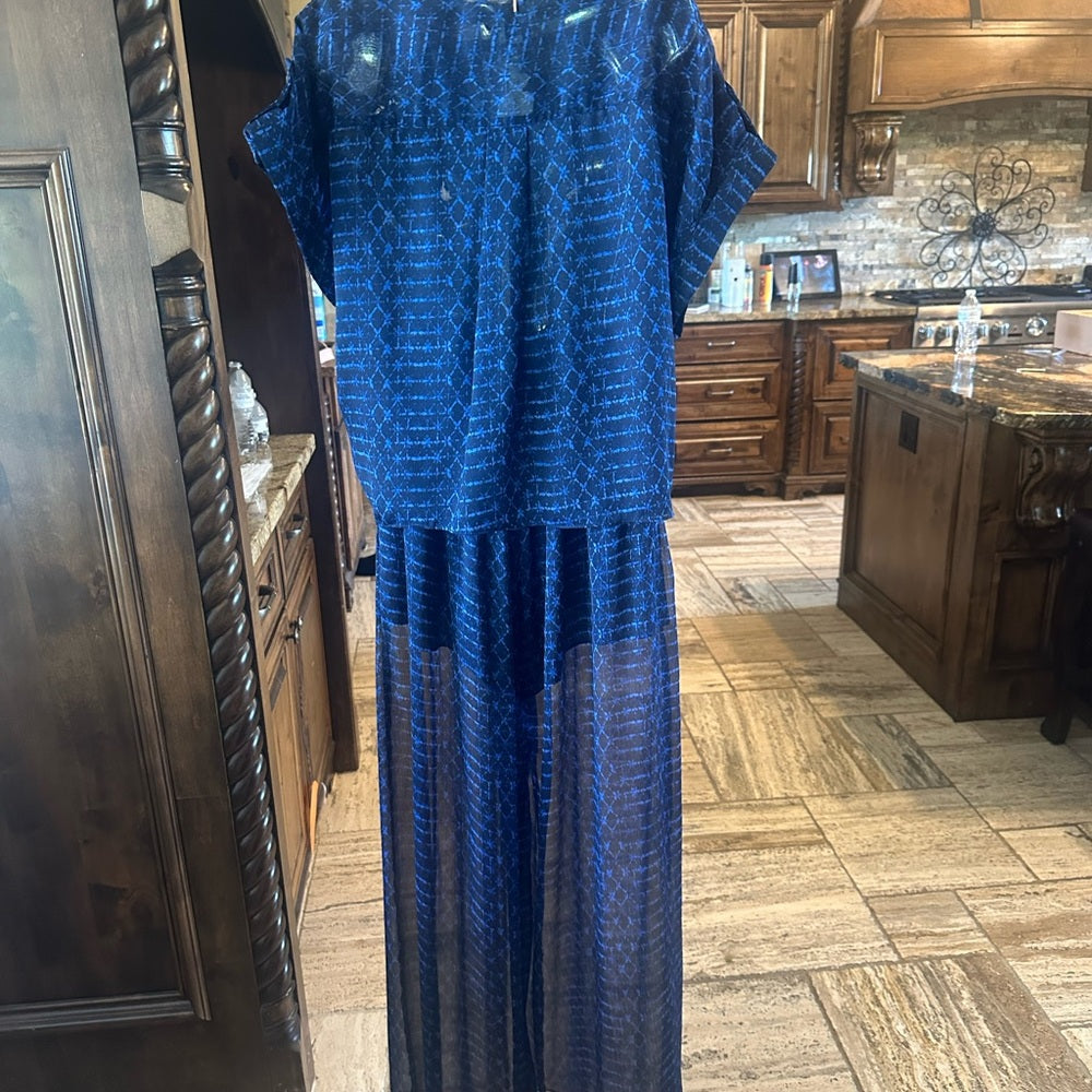 NWT SIZE S Misa Los Angeles Blue Maxi Skirt A-Line Cocktail