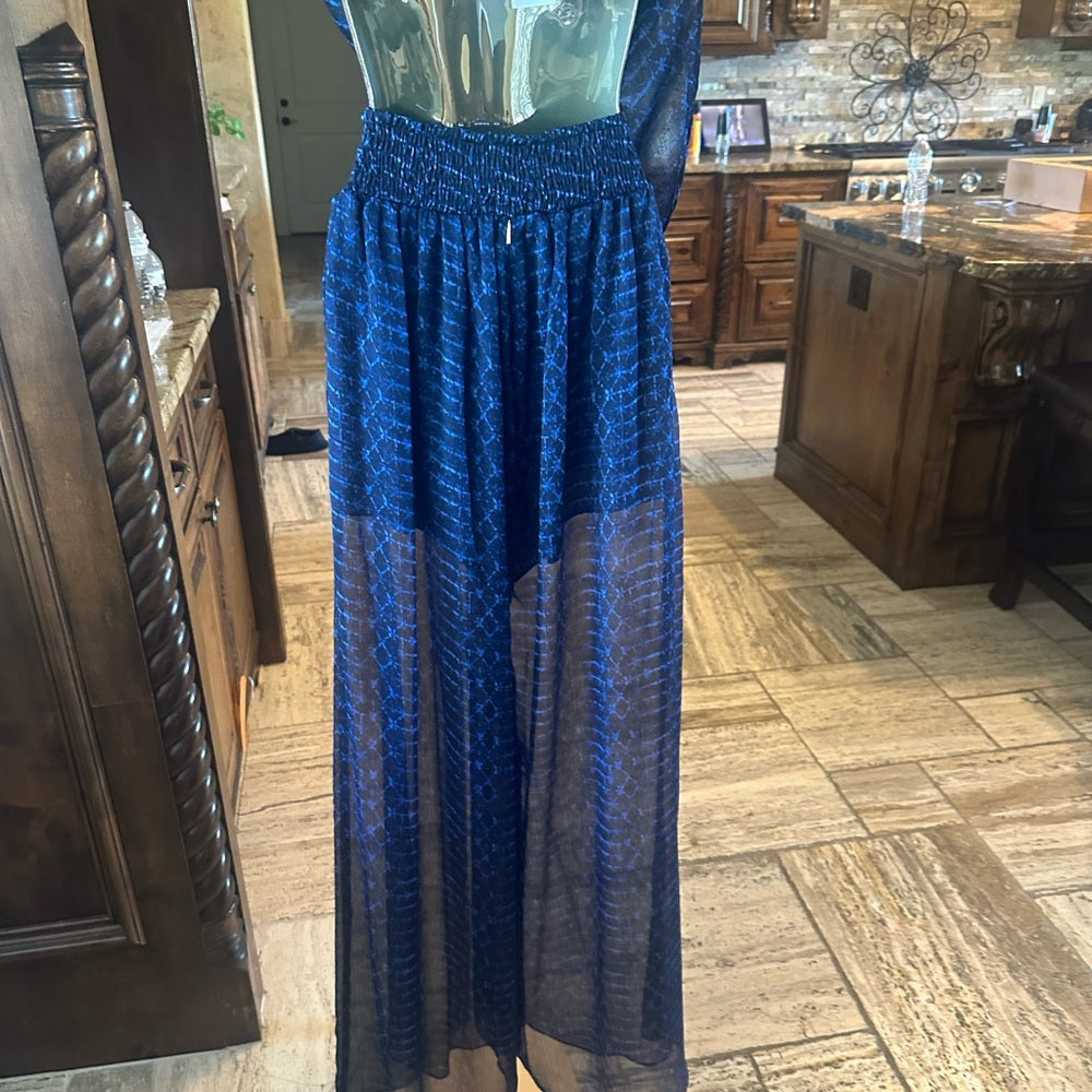 NWT SIZE S Misa Los Angeles Blue Maxi Skirt A-Line Cocktail