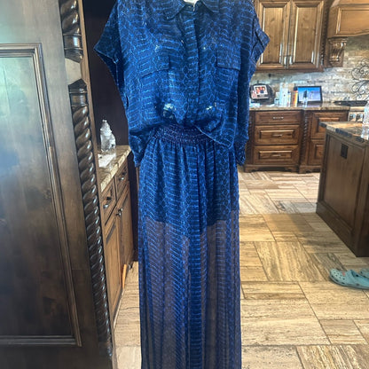 NWT SIZE S Misa Los Angeles Blue Maxi Skirt A-Line Cocktail