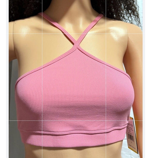 NWT SIZE M EleVen by Venus Williams Pink Ribbed Bandeau with Cross-Back