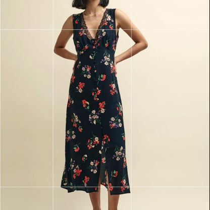 NWOT SIZE 14 Aravon Sleeveless V-Neck Blue and Red Sundress