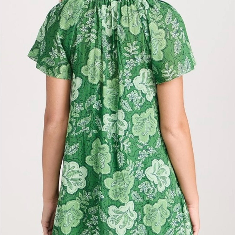 NWT SIZE 3/L Sunday Green Ruffled Mini Sundress