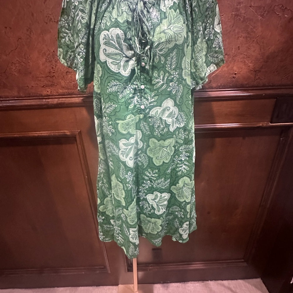 NWT SIZE 3/L Sunday Green Ruffled Mini Sundress