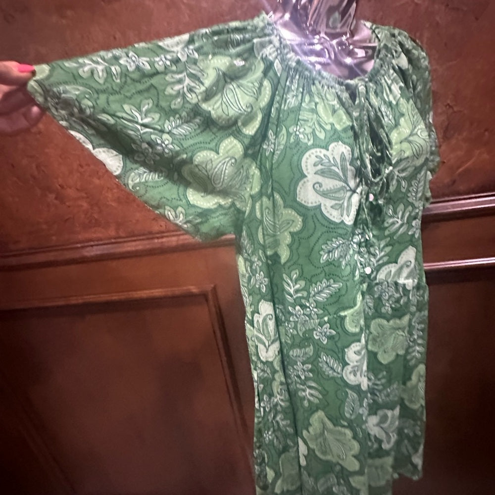 NWT SIZE 3/L Sunday Green Ruffled Mini Sundress