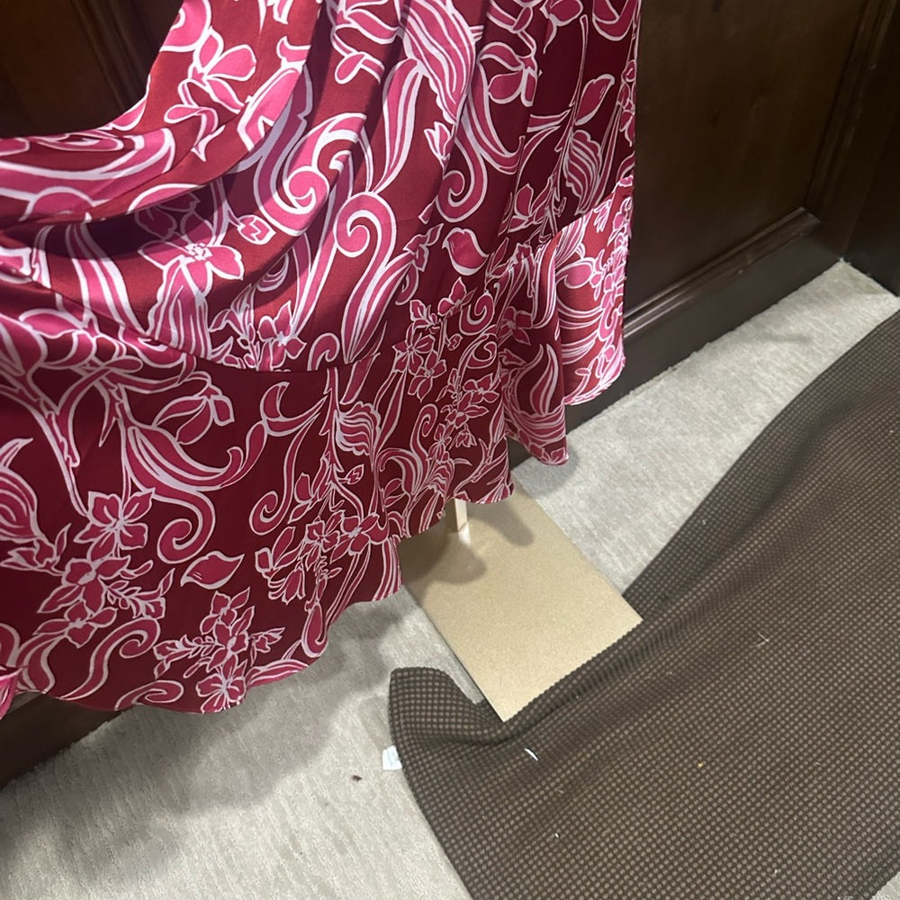 NWOT SIZE M Nicole Miller Red and Pink Wrap Sundress