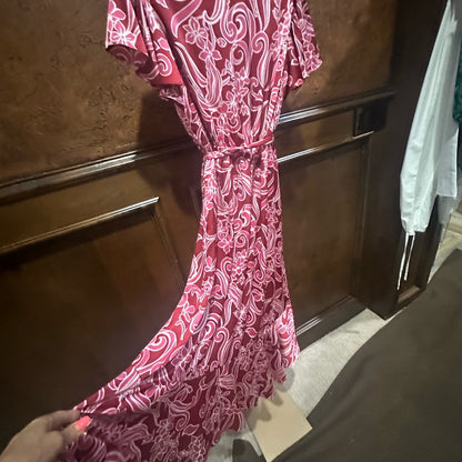 NWOT SIZE M Nicole Miller Red and Pink Wrap Sundress