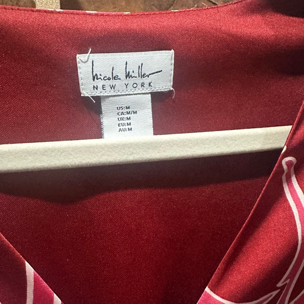 NWOT SIZE M Nicole Miller Red and Pink Wrap Sundress
