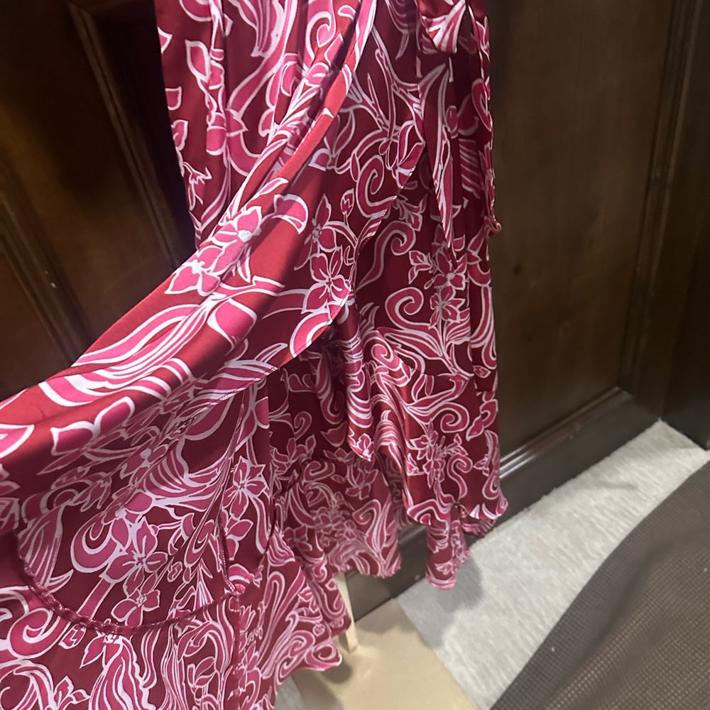 NWOT SIZE M Nicole Miller Red and Pink Wrap Sundress