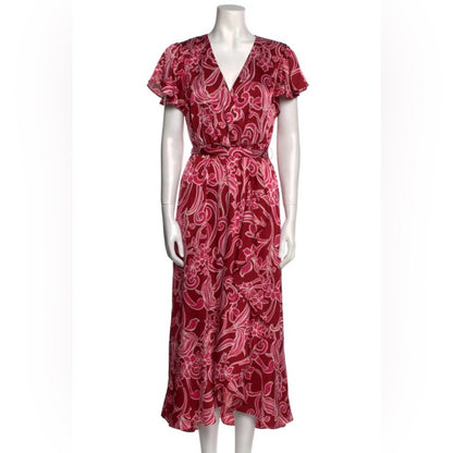 NWOT SIZE M Nicole Miller Red and Pink Wrap Sundress