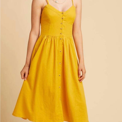 SIZE XS ROLLA'S Yellow Spaghetti Strap Midi Sundress