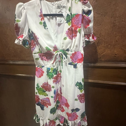SIZE 4 Ashley By 26 International Red and Green Ruffled Mini Dress