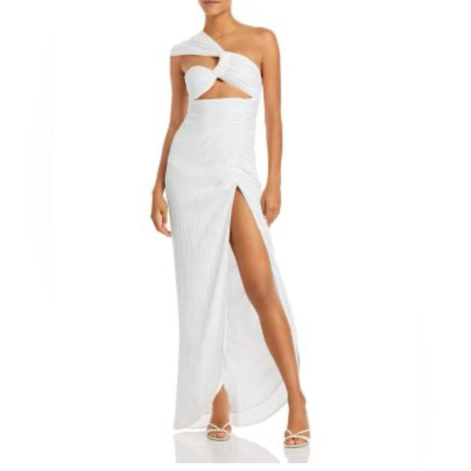 SIZE XL Elegant White Strapless Gown with Cutout and Slit