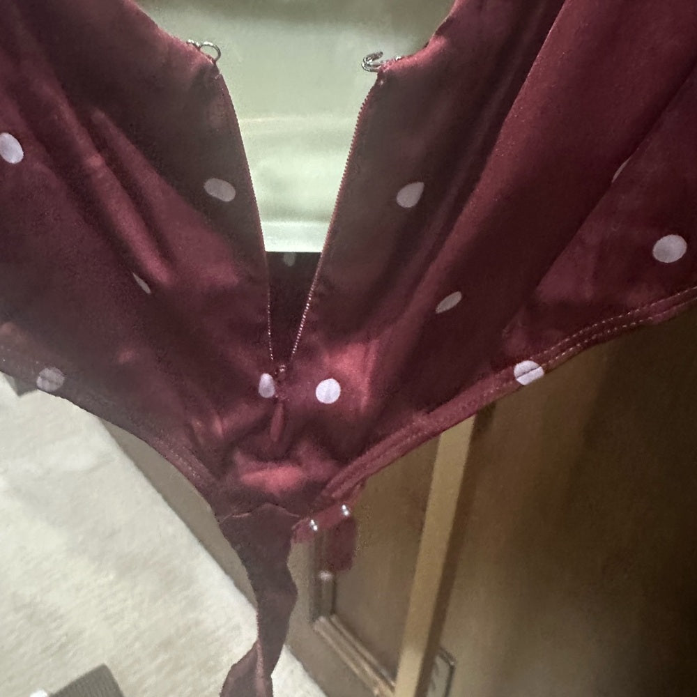 SIZE L For Love And Lemons Red Ruched Tie Front Bodysuit