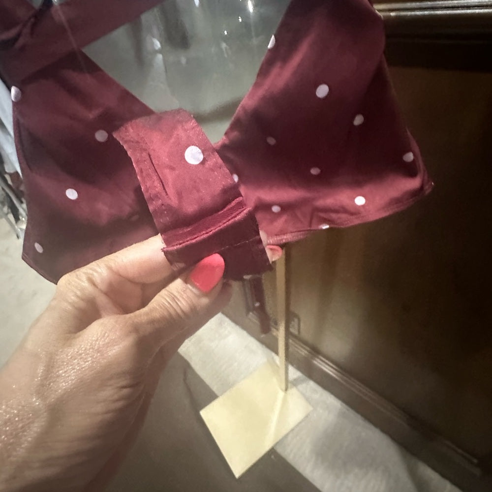 SIZE L For Love And Lemons Red Ruched Tie Front Bodysuit