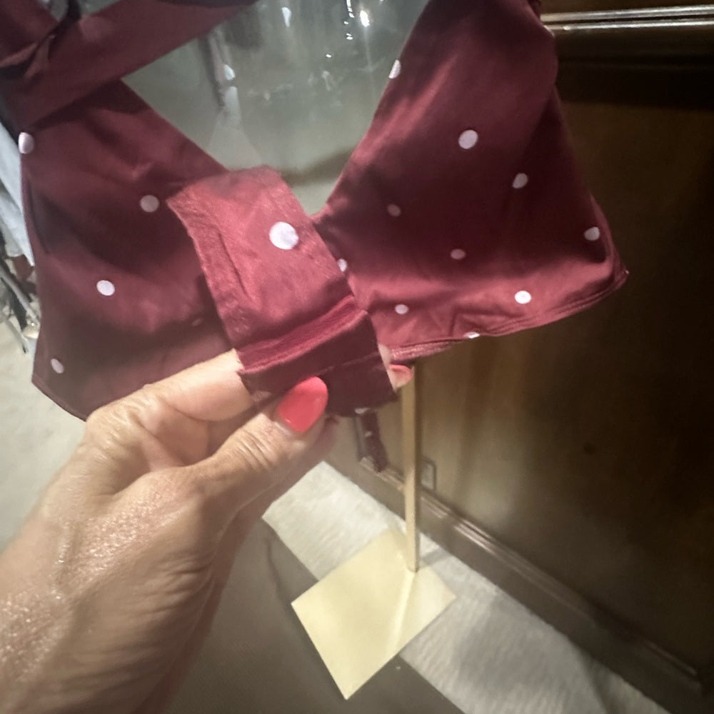 SIZE L For Love And Lemons Red Ruched Tie Front Bodysuit
