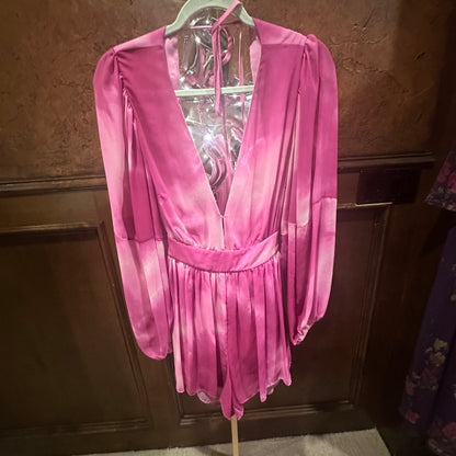 Size 8 Toccin Pink Tie-Dye Romper with Silver Sequin Bag