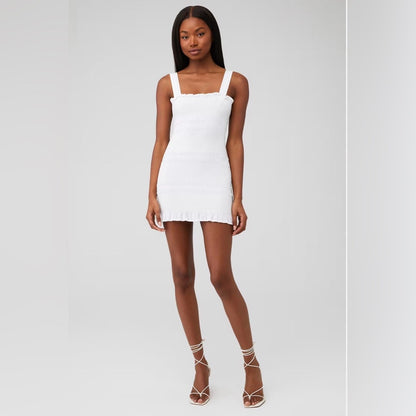 SIZE S White Bodycon Mini Dress with Square Neckline