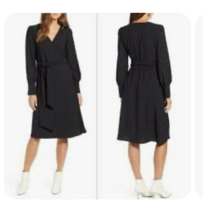 NWOT SIZE S Halogen Black Buttoned Long Sleeve Shirt Dress