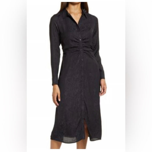 NWOT SIZE S Halogen Black Buttoned Long Sleeve Shirt Dress