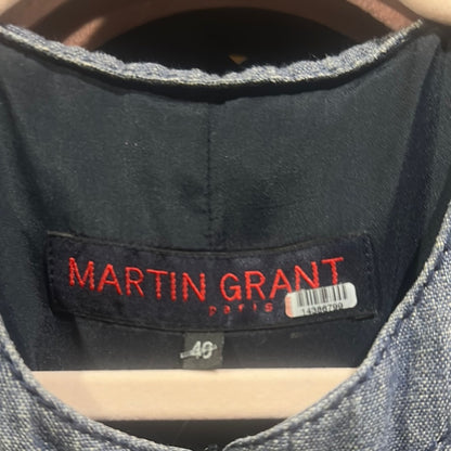 SIZE 40/L MARTIN GRANT Blue Wide-Leg Jumpsuit