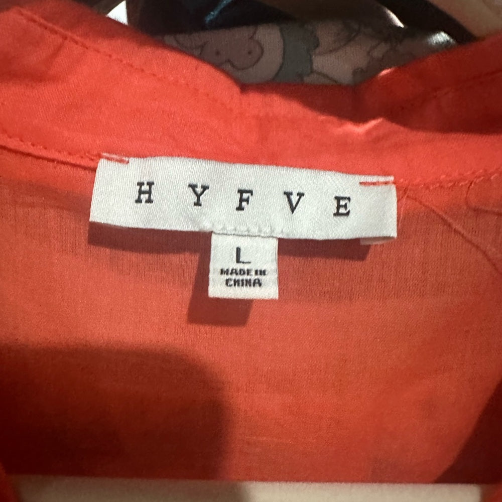 NWOT SIZE L HYFVE Orange and Pink Puff Sleeve Asymmetrical Sundress