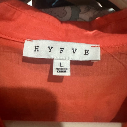 NWOT SIZE L HYFVE Orange and Pink Puff Sleeve Asymmetrical Sundress