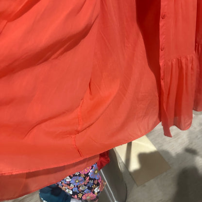 NWOT SIZE L HYFVE Orange and Pink Puff Sleeve Asymmetrical Sundress