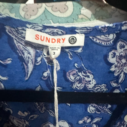 NWT SIZE L/3 Sundry Blue and White Blouse with Relaxed Fit and 3/4 Sleeves