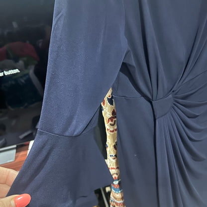 Size 12 Connected Apparel Blue Long Sleeve Dress