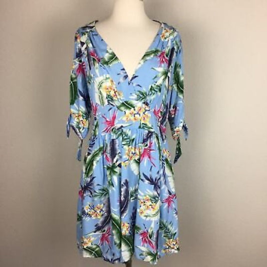 SIZE S Umgee Pink and Yellow Sleeveless V-Neck Sundress