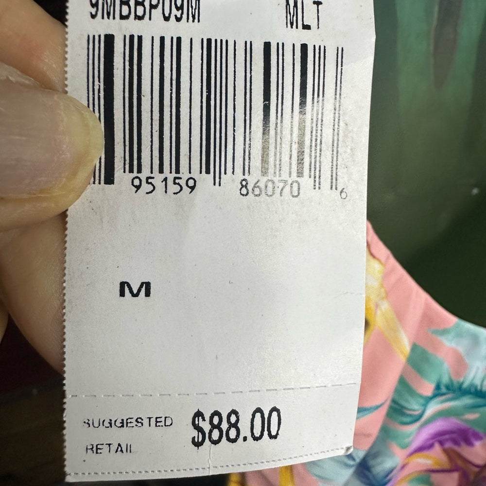 NWT SIZE M Bar III Pink and Purple One Piece with Tropical Print