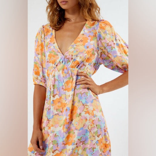 NWOT SIZE S/P Billabong Orange and Purple Wrap Sundress