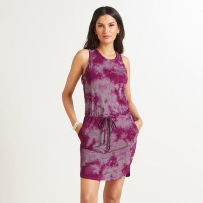 NWT SIZE L/3 Sundry Purple Tie-Dye Mini Dress