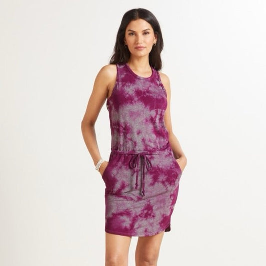 NWT SIZE L/3 Sundry Purple Tie-Dye Mini Dress