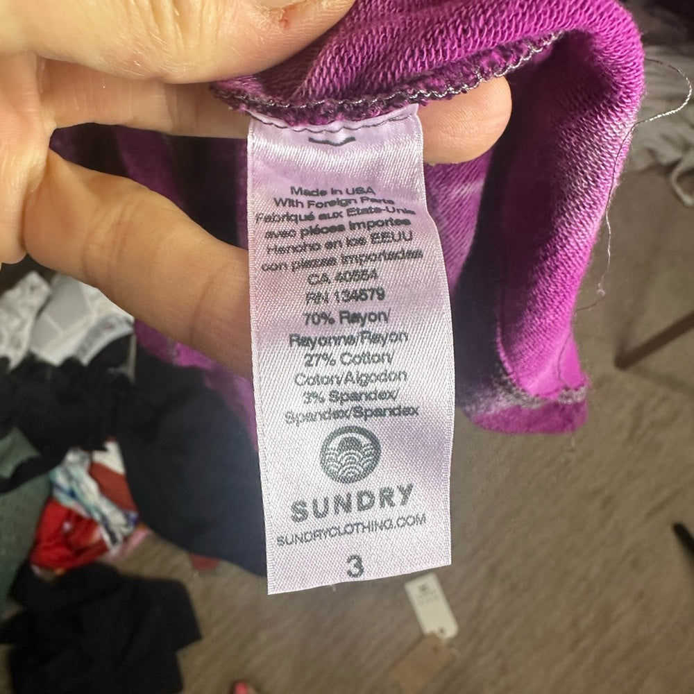 NWT SIZE L/3 Sundry Purple Tie-Dye Mini Dress