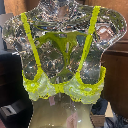 NWOT SIZE 38CSavage X Fenty Green Floral Bra with Satin Finish