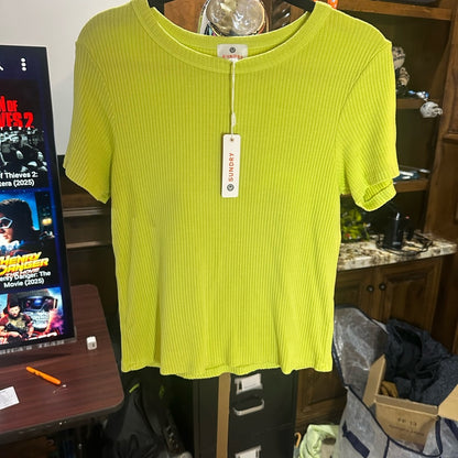 NWT SIZE L/3 Sundry Green Ribbed Short Sleeve T-Shirt
