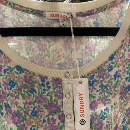 NWT SIZE XL Sundry Fitted 3/4 Sleeve Blouse in Blue and Pink