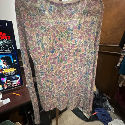 NWT SIZE XL Sundry Fitted 3/4 Sleeve Blouse in Blue and Pink