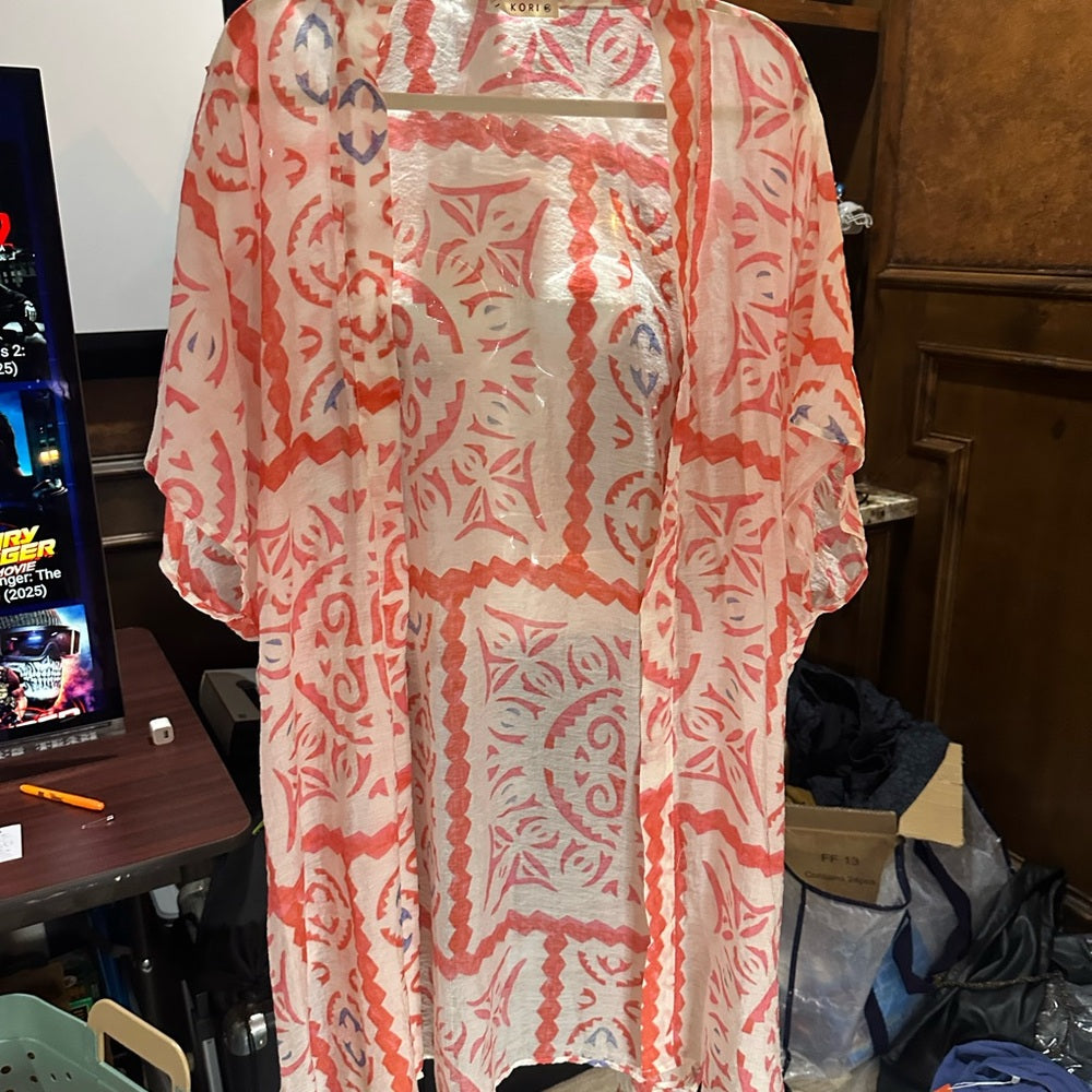 NWOT SIZE M/L Kori Blue and Orange Bohemian kimono