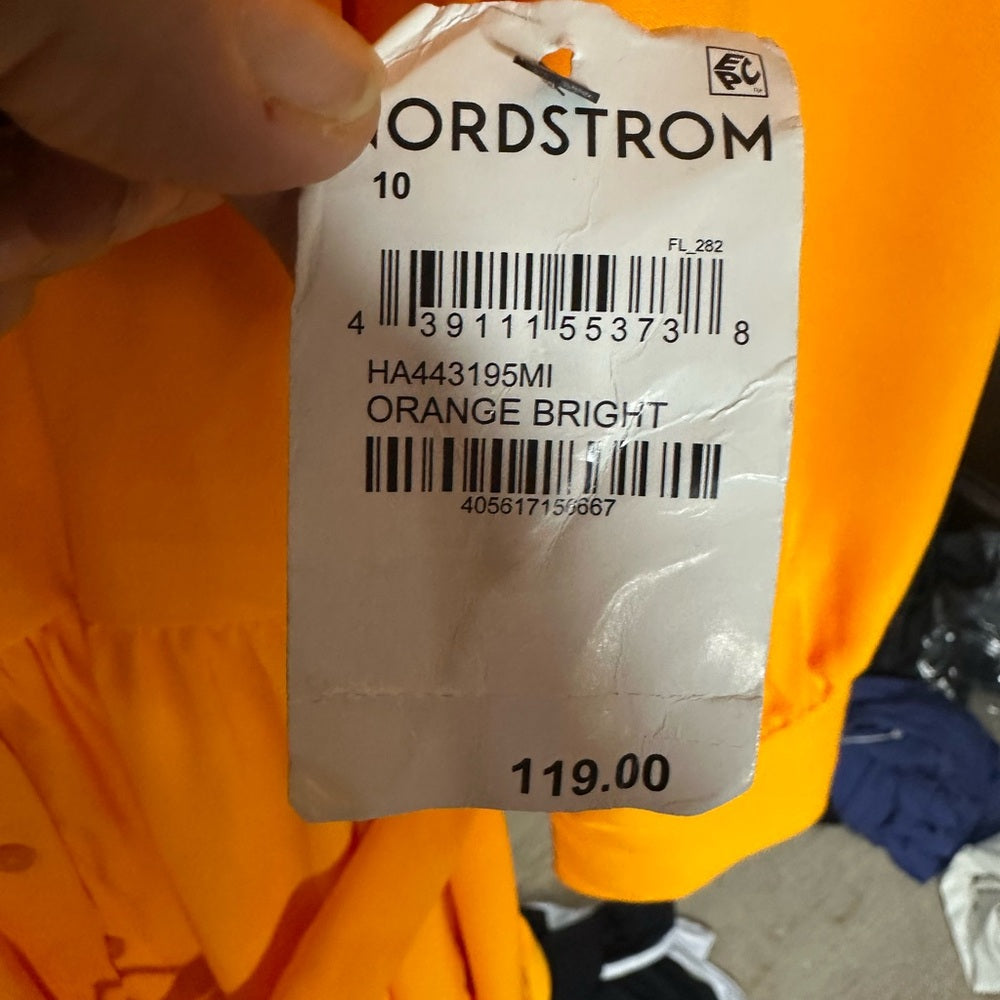 NWT SIZE 10 Halogen Yellow Tiered Ruffled Long Sleeve Dress